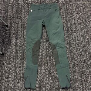The Tailored Sportsman Dark Green Riding Breeches with Black Knee Patches